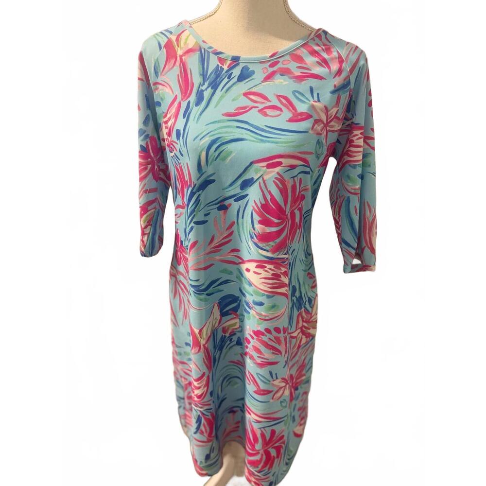 NEW ARYEH women's gwen criss cross back dress in aqua